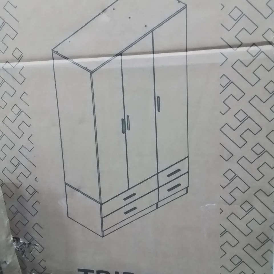 BOXED 3 DOOR 4 DRAWER WARDROBE STORAGE SHELF HANGING WARDROBE 