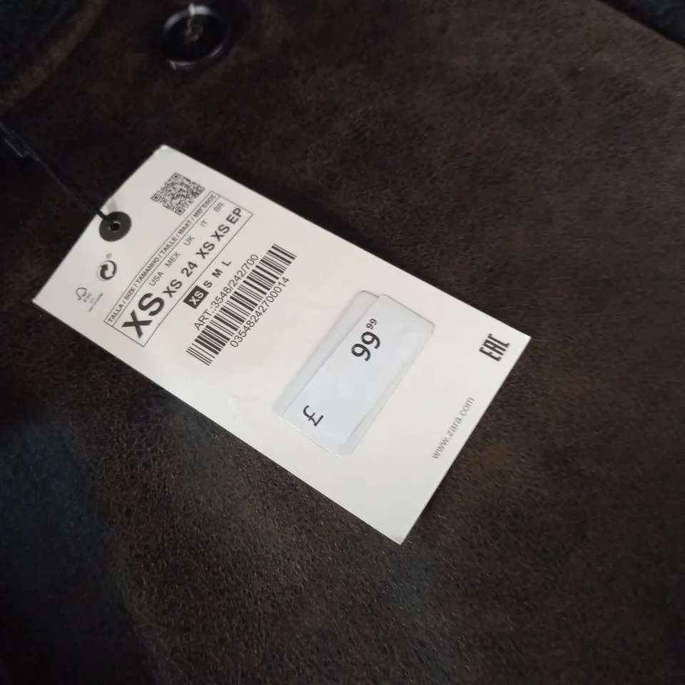 ZARA BROWN FLEECE LINED COLLARED COAT - XS