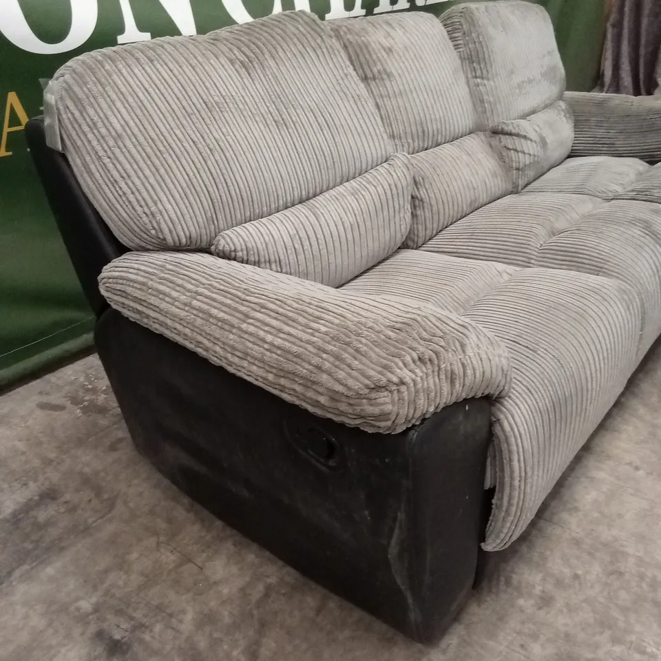 SIENNA FABRIC/FAUX LEATHER HIGH BACK 3 SEATER MANUAL RECLINER SOFA