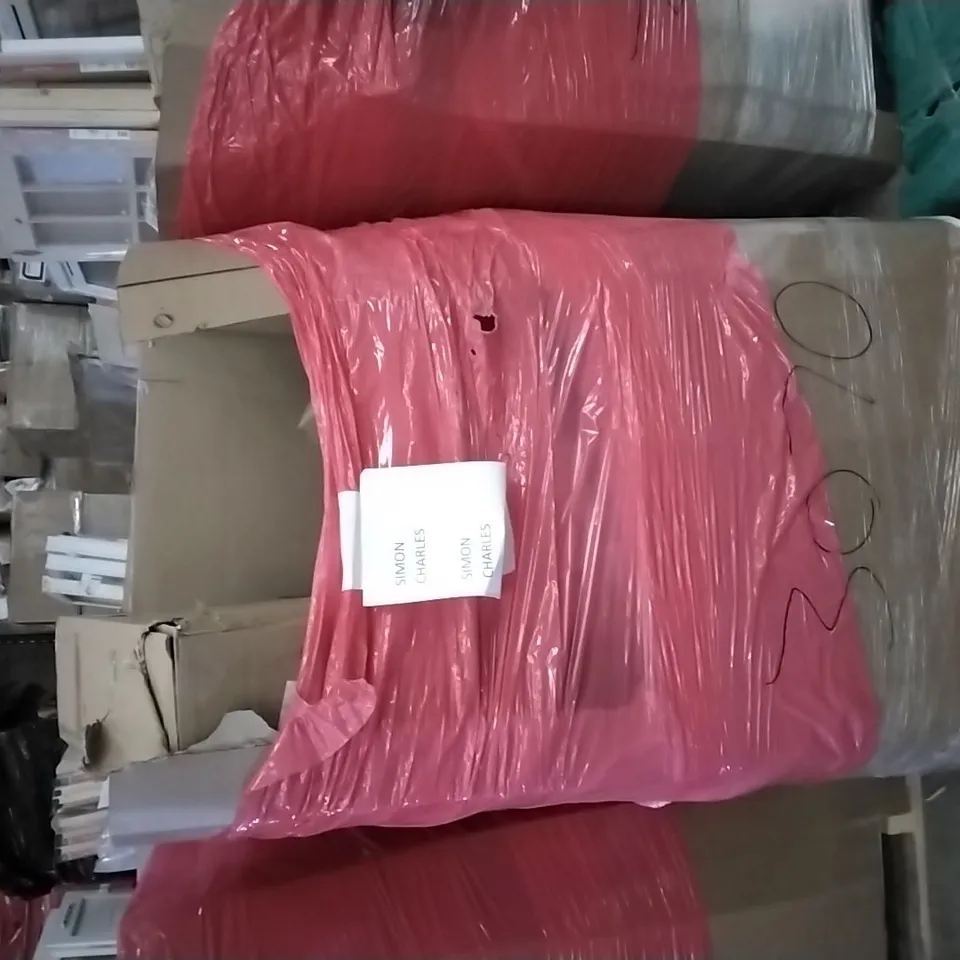 PALLET OF ASSORTED ITEMS INCLUDING VIVE TOILET SEAT RAIL, ULLTY SLIM TOWER BLADELESS FAN, JOHN'S STUDIO METAL TURNED DECORATION, 5 LAYER CORNER SHELF, PORTABLE LITE, HMTOT SALON STOOL 