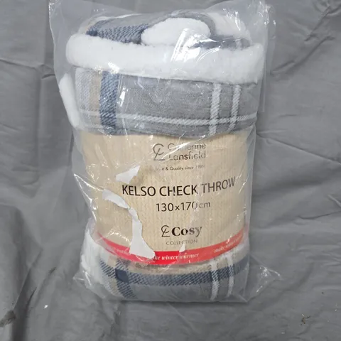 KELSO CHECK THROW β 130 X 170 CM, GREY/BLUE CHECK BLANKET (COSY COLLECTION)
