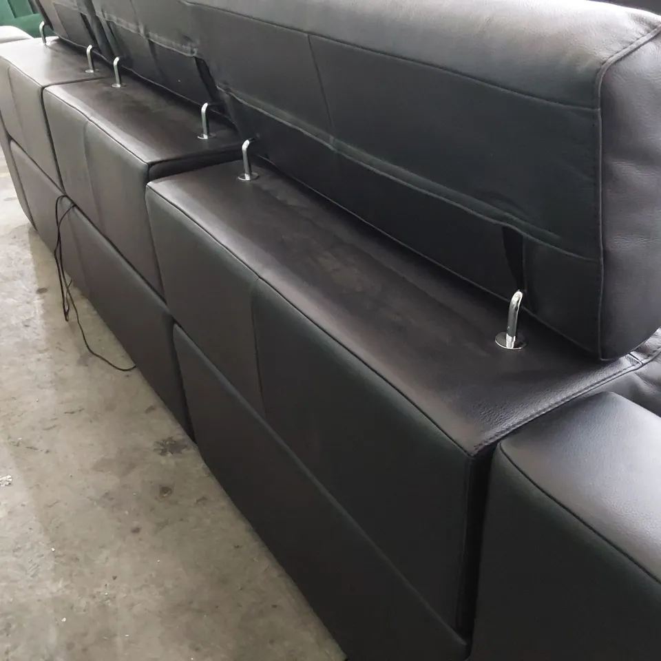QUALITY ITALIAN DESIGNER RICCARDO POWER RECLINING FOUR SEATER SOFA BLACK LEATHER 
