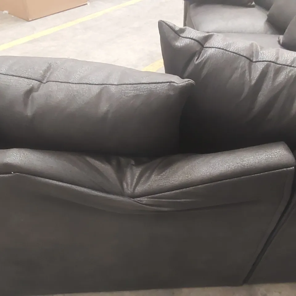 DURY LEATHER LOOK CORNER GROUP SOFA - BLACK RRP £1199