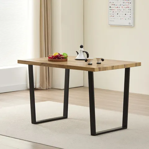 BOXED COLORADO OAK DINING TABLE WITH INDUSTRIAL BLACK LEGS (1 BOX)