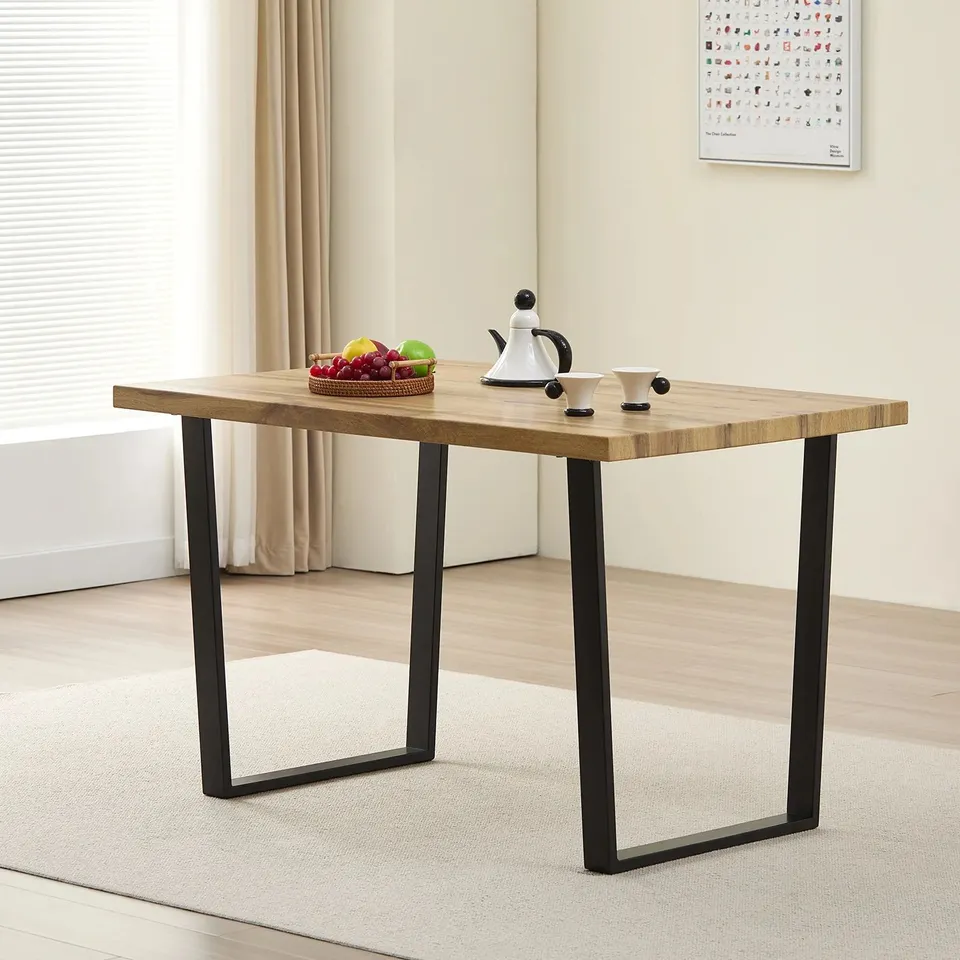 BOXED COLORADO OAK DINING TABLE WITH INDUSTRIAL BLACK LEGS (1 BOX)