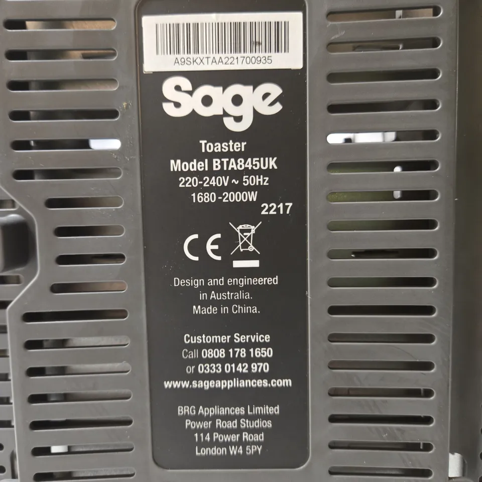 SAGE TOASTER BTA845UK – 4-SLICE, SILVER