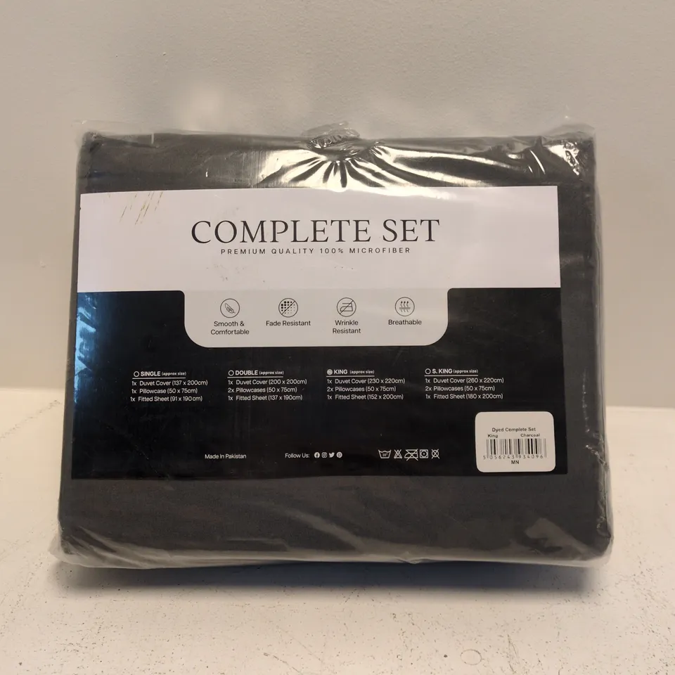BAGGED DYED COMPLETE SET IN CHARCOAL - KING