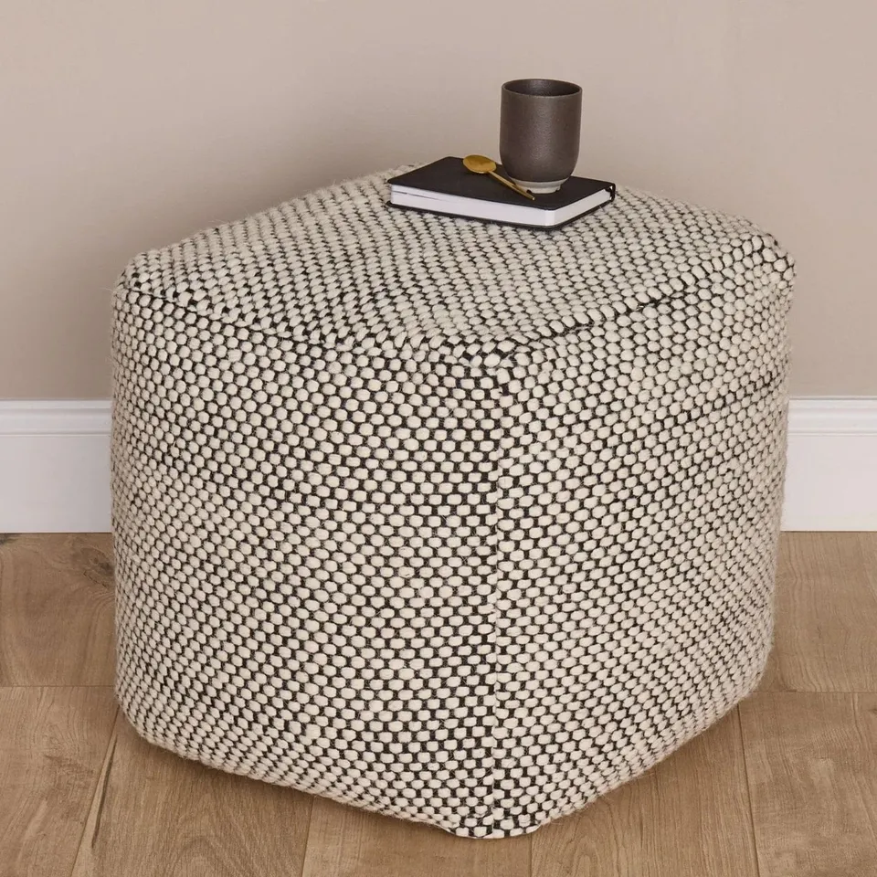 BOXED LAURA JAMES ATCHAM 45X45CM WOOL/COTTON OTTOMAN (1 BOX)