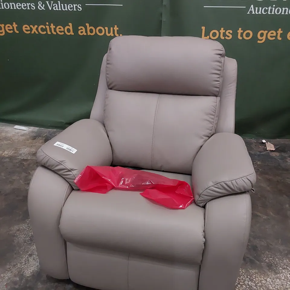 QUALITY BRITISH DESIGNER G PLAN KINGSBURY POWER RECLINING EASY CHAIR OXFORD MUSHROOM LEATHER 