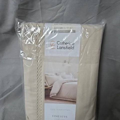 CATHERINE LANSFIELD KING SIZE DUVET SET β TIMELESS COLLECTION, LACE DETAIL