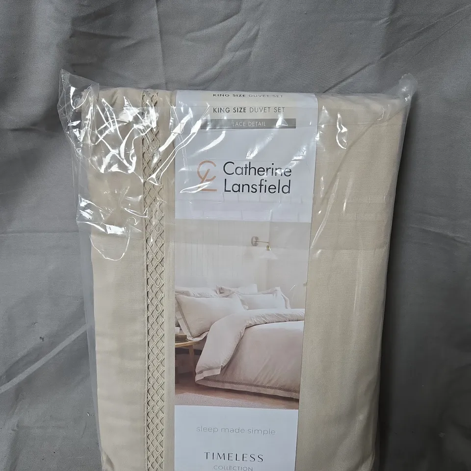 CATHERINE LANSFIELD KING SIZE DUVET SET – TIMELESS COLLECTION, LACE DETAIL