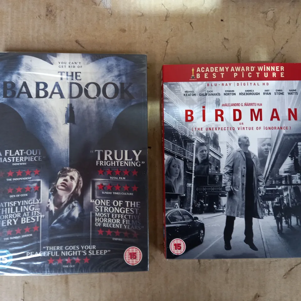 LOT OF APPROX 40 FILMS TO INCLUDE 20 'BIRDMAN' BLU-RAYS AND 20 'THE BABADOOK' DVDS
