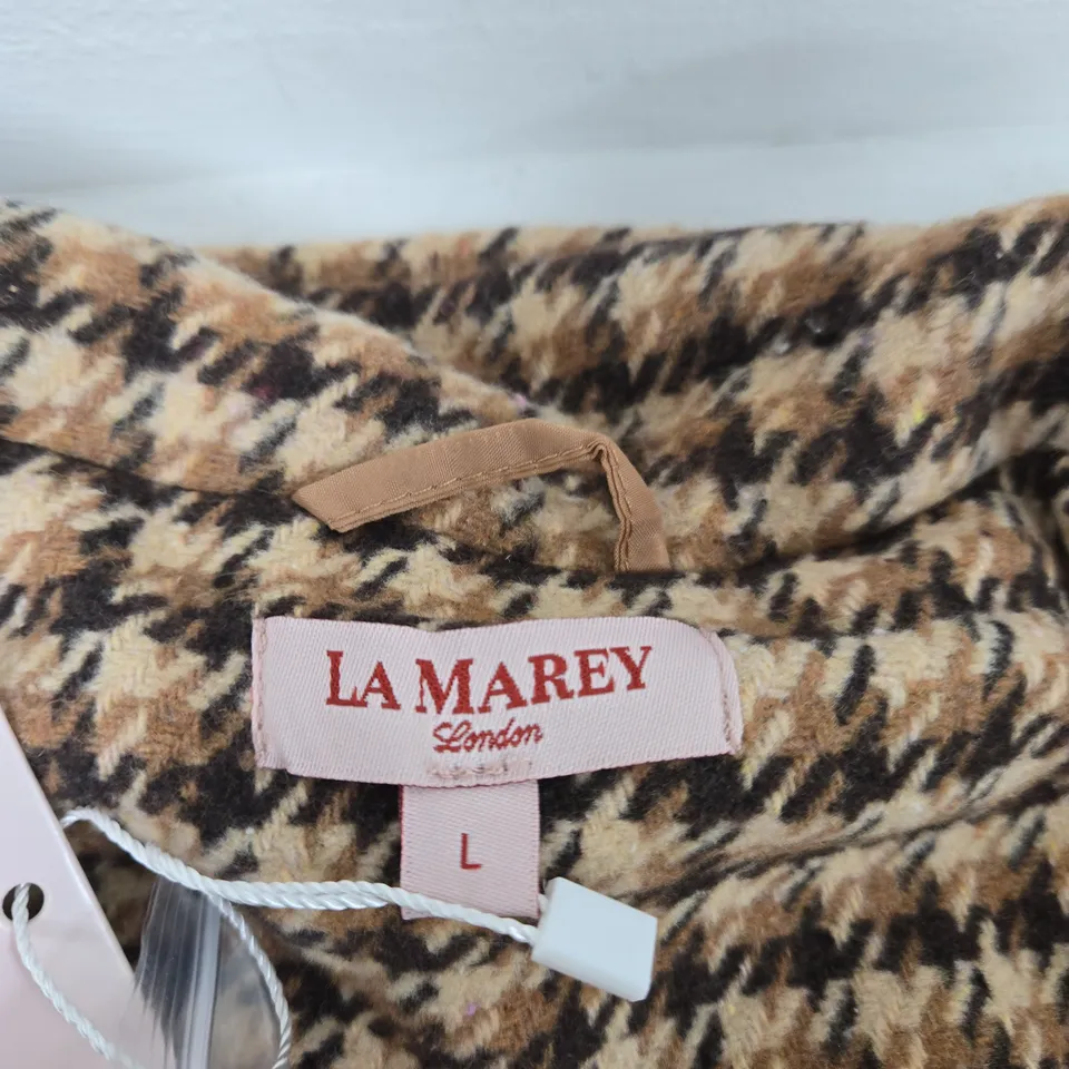 LA MAREY LONDON COAT – HOUNDSTOOTH WOOL BLEND, UK SIZE L