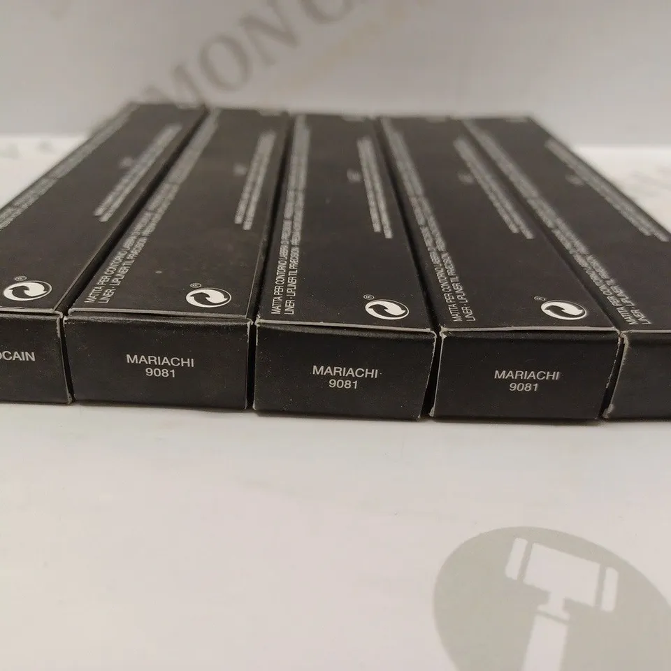 LOT OF 5 NARS LIP PENCILS TO INCLUDE 4 X MARIACHI, 1 X ROUGE MAROCAIN