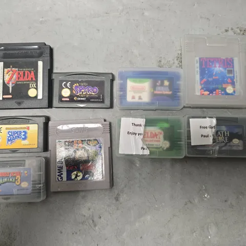 9 X ASSORTED CARTRIDGE VIDEO GAMES TO INCLUDE SUPER MARIO 3, TETRIS, SPYRO ETC 