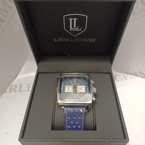 MENS LOUIS LACOMBE WATCH β SQUARE DIAL WITH WHITE SUB DIALS β LEATHER STRAP β 3ATM β HAND ASSEMBLED