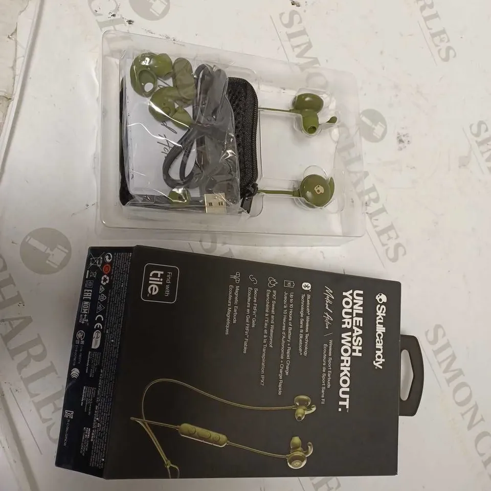 SKULLCANDY GREEN WIRELESS SPORT EARBUDS