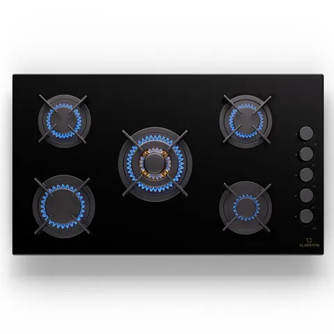 BOXED KLARSTEIN GOLDFLAME 90CM GAS HOB 5 BURNERS BLACK