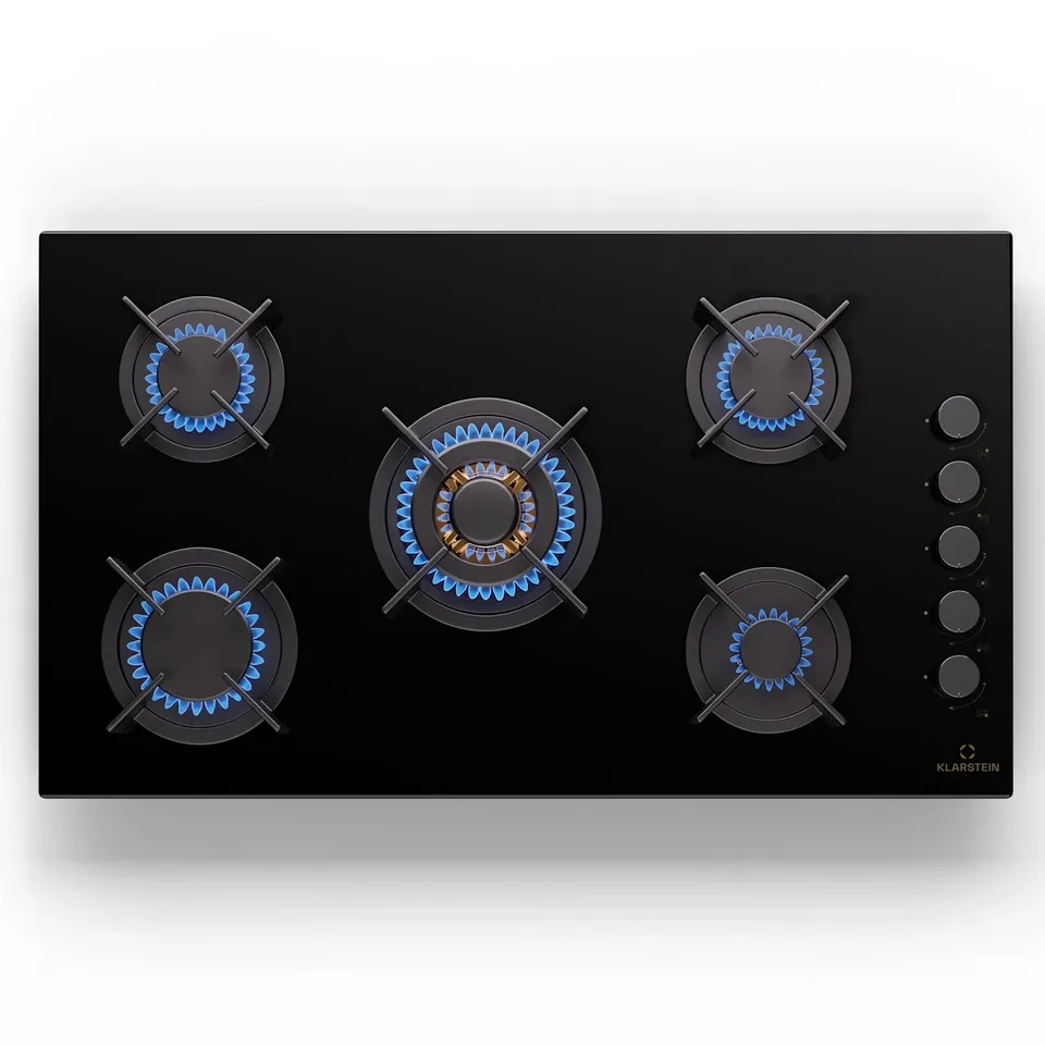 BOXED KLARSTEIN GOLDFLAME 90CM GAS HOB 5 BURNERS BLACK