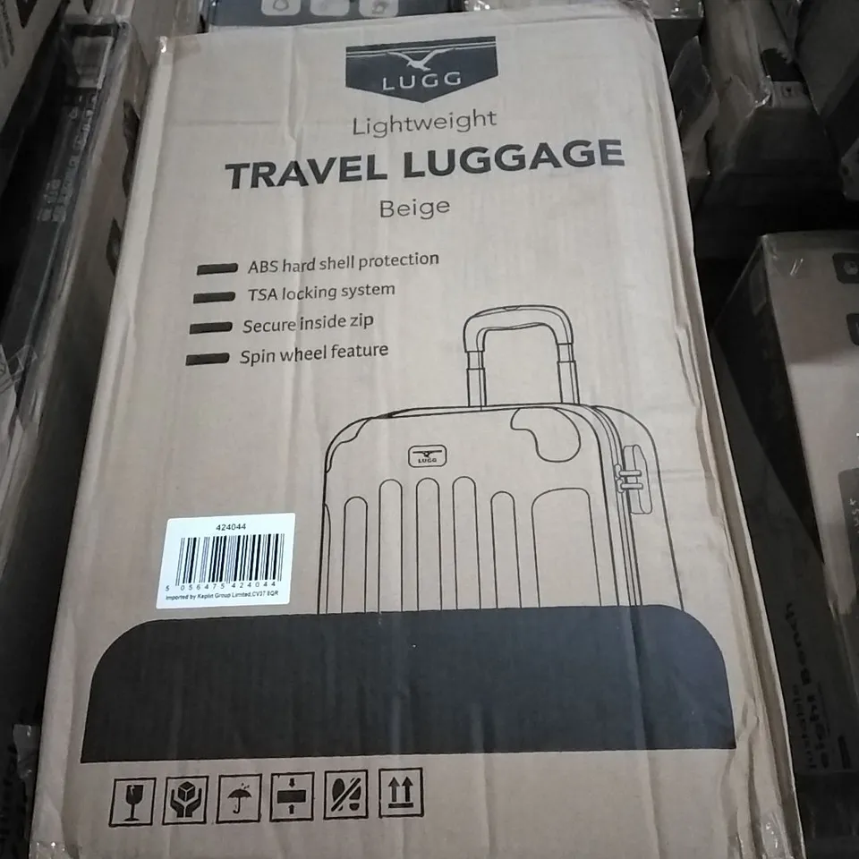 BOXED LUGG LIGHTWEIGHT TRAVEL LUGGAGE CASE - BEIGE 