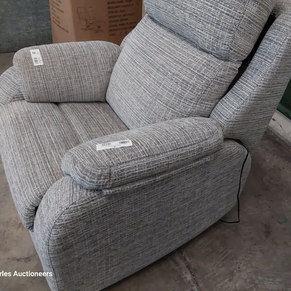 QUALITY BRITISH DESIGNER G PLAN KINGSBURY POWER RECLINING EASY CHAIR WAFFLE SMOKE FABRIC 