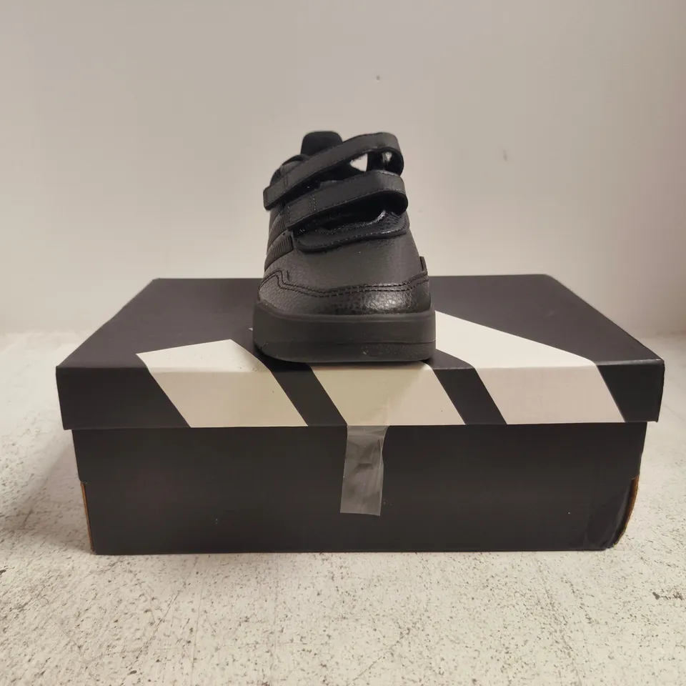BOXED PAIR OF ADIDAS TENSAUR KID'S SPORT 3.0 TRAINERS IN BLACK SIZE UK 12.5