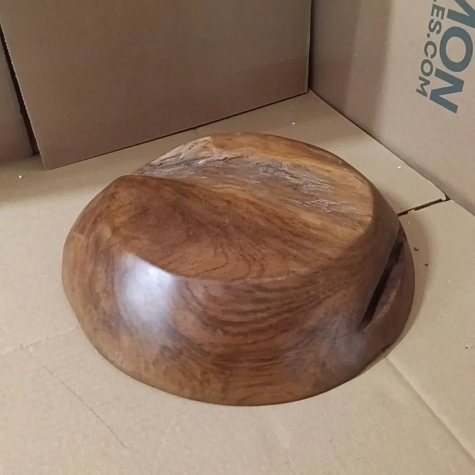 WOODEN 40CM FRUIT BOWL 