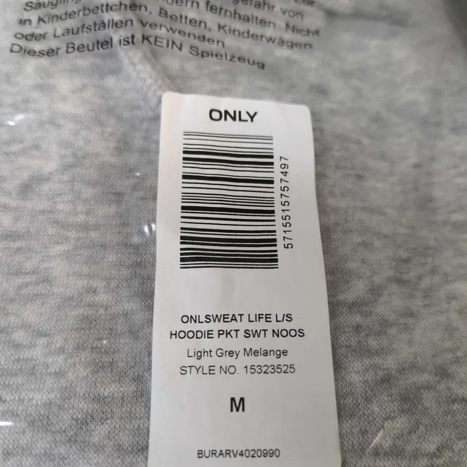 ONLY SWEAT LIFE L/S HOODIE WITH POCKET – LIGHT GREY MÉLANGE, SIZE M