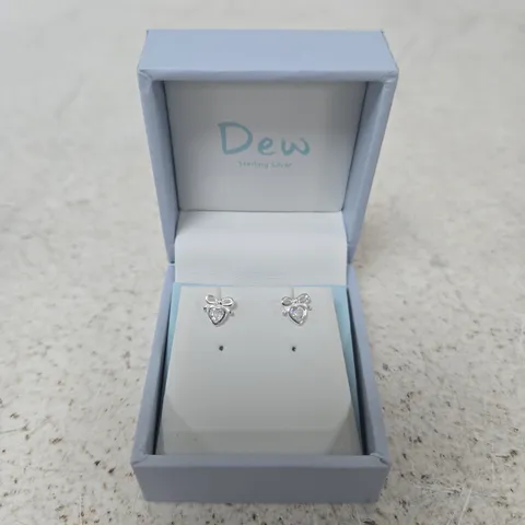 DEW STERLING SILVER HEART-SHAPED STUD EARRINGS