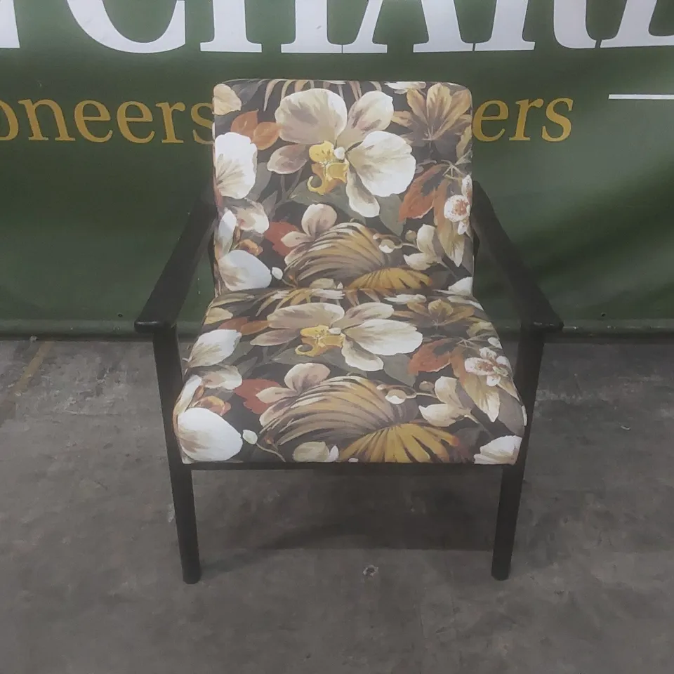 DESIGNER ARTISTIC FLORAL FLARE ACCENT CHAIR