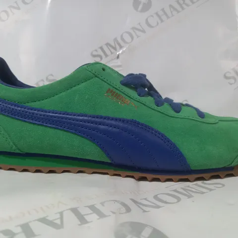 PAIR OF PUMA ARIZONA SUEDE SHOES IN GREEN/BLUE UK SIZE 7.5