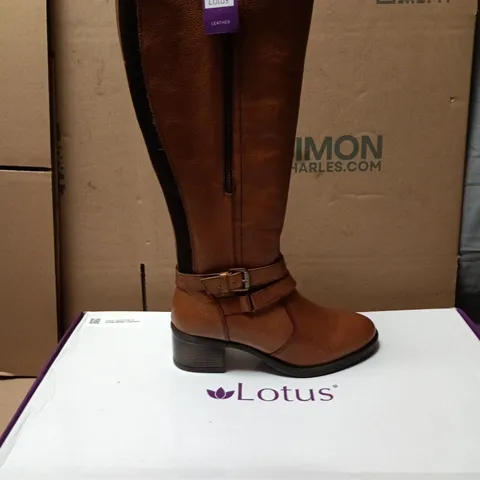 LOTUS JIVE II TAN LEATHER KNEE-HIGH BOOTS – UK SIZE 6
