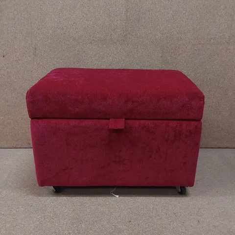 DESIGNER WINE COLOURED ROLLING STORAGE OTTOMAN