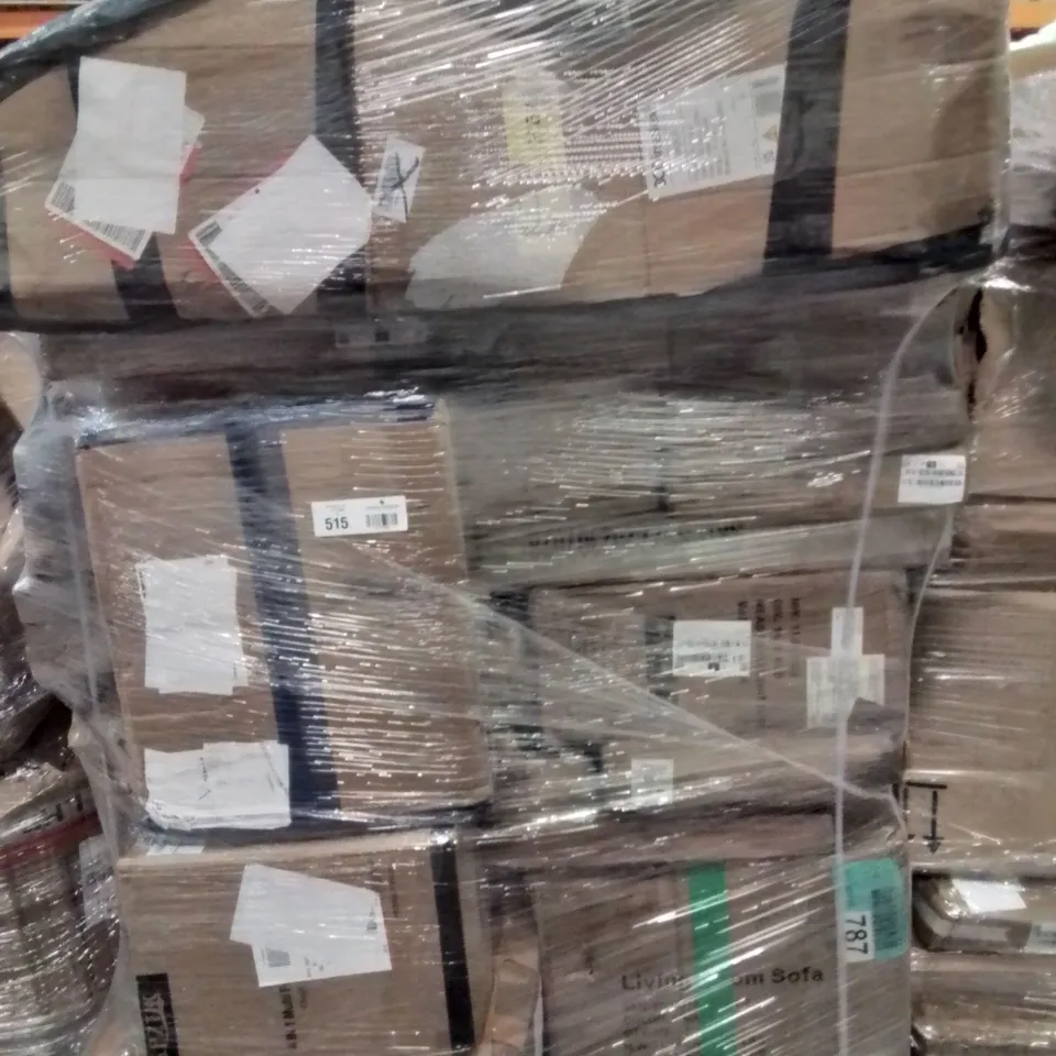 PALLET CONTAINING VARIOUS ASSORTED CUSTOMER RETURNS. TO INCLUDE, SOFA BED PARTS, BOXED FURNITURE ECT.