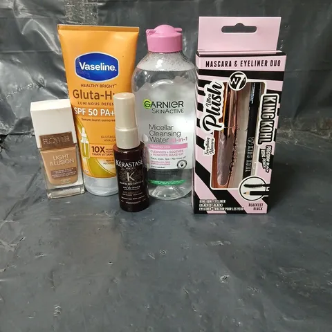 APPROXIMATEY 20 ASSORTED HEALTH AND BEAUTY PRODUCTS TO INCLUDE W7 MASCARA AND EYELINER DUO, VASELINE SUNSCREEN AND GARNIER MICELLAR WATER