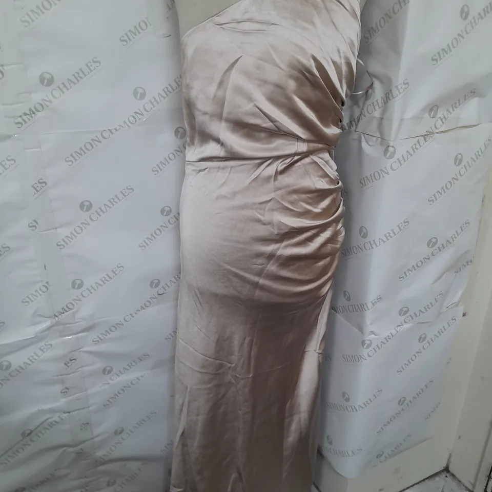 SIX STORIES ONE SHOULDER SATIN BRIDESMAID DRESS IN OYSTER SIZE 12