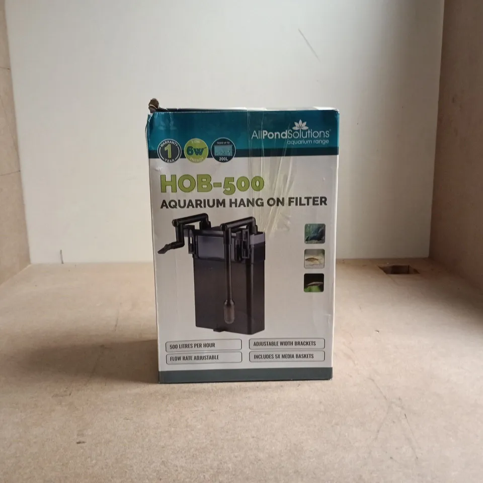 ALLPONDSOLUTIONS HOB-500 AQUARIUM HANG ON FILTER BOXED