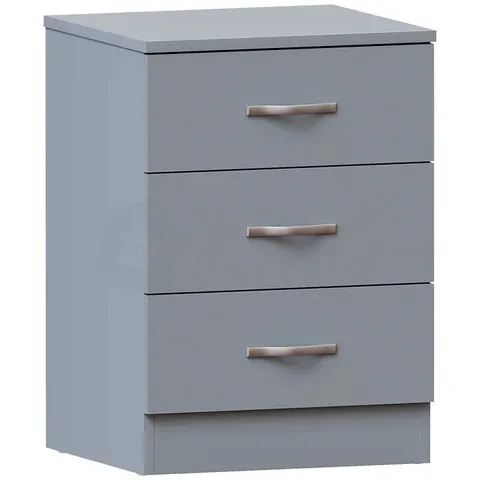 BOXED RIANO 3 DRAWER BEDSIDE CHEST - GREY (1 BOX)
