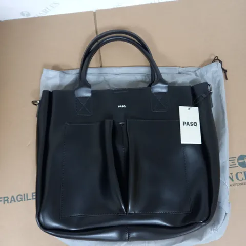 PASQ HANDBAG IN BLACK LEATHER