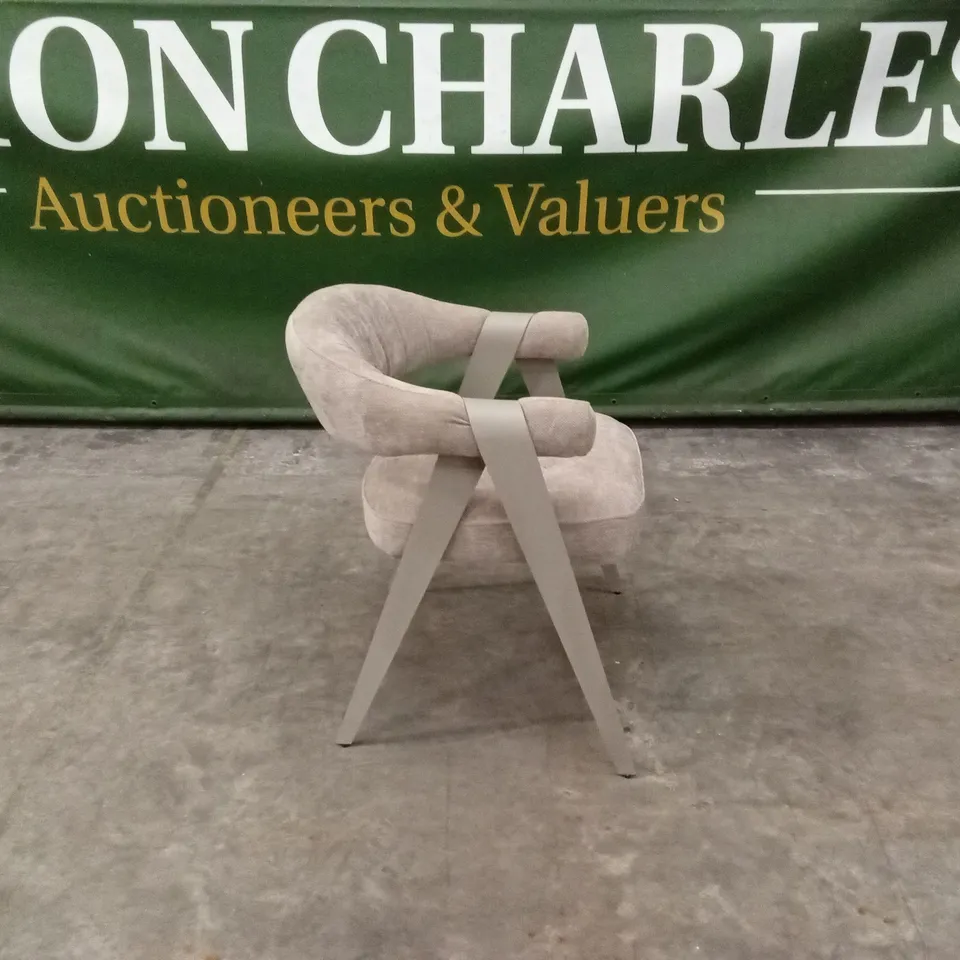 QUALITY DESIGNER FABRIC DINING CHAIR WITH METAL FRAME