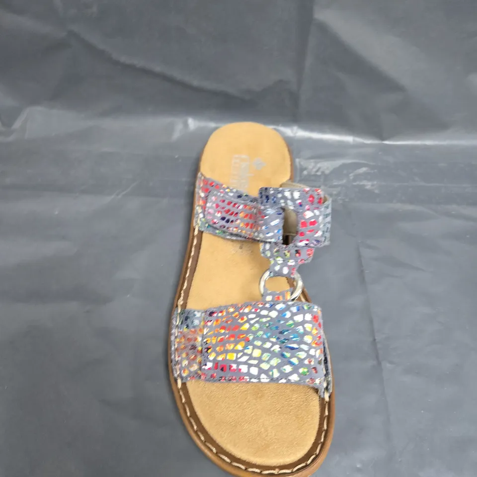 BOXED PAIR OF REIKER OPEN TOE SANDALS - UK SIZE 6