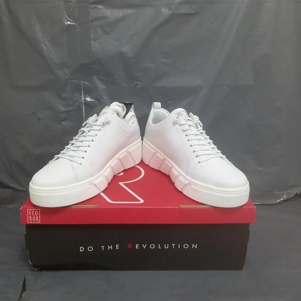 RIEKER CHUNKY PLATFORM LEATHER TRAINERS WHITE SIZE 5