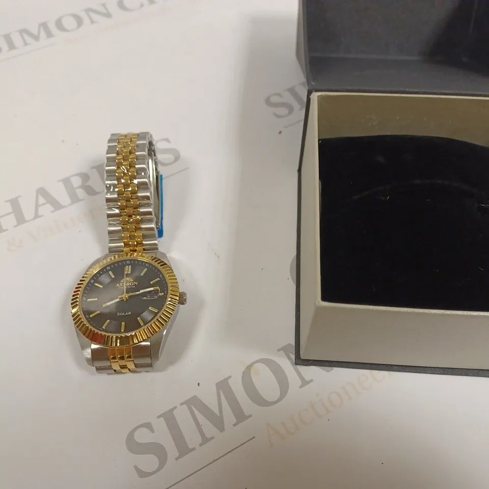 ASTRON OCEAN DRIVE SOLAR WATCH SILVER/GOLD BOXED 