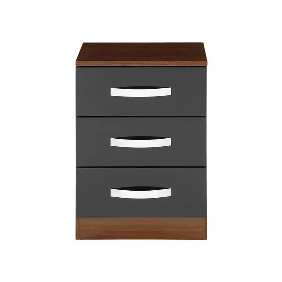 BOXEE ARKADIJ 2 DRAWER BEDSIDE TABLE WALNUT/BLACK