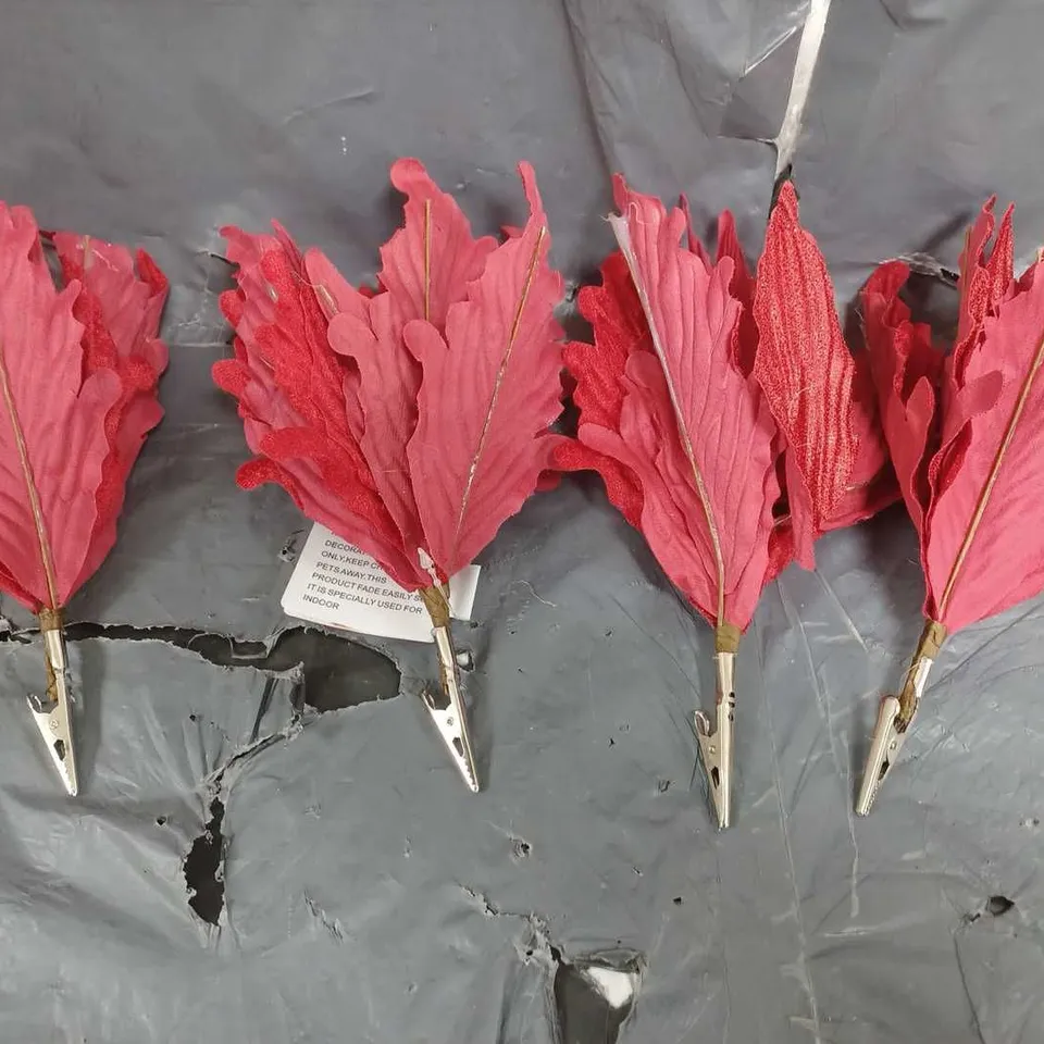 4 RED POINSETTA TREE CLIPS