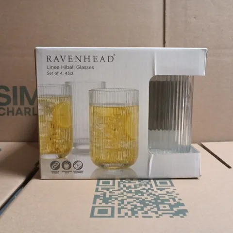 BOXED RAVENHEAD SET OF 4 X 43CL LINEA HIBALL GLASSES