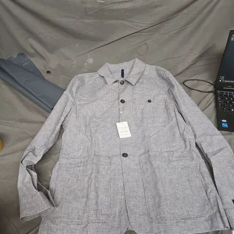 FISK OF OSLO CASUAL SHACKET – MEN'S GREY CHECK SHIRT JACKET, UK 42