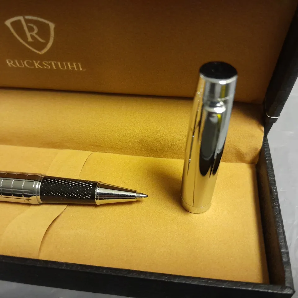 RUCKSTUHL STAINLESS STEEL HAND ASSEMBELED LUXURY PEN IN GIFT BOX