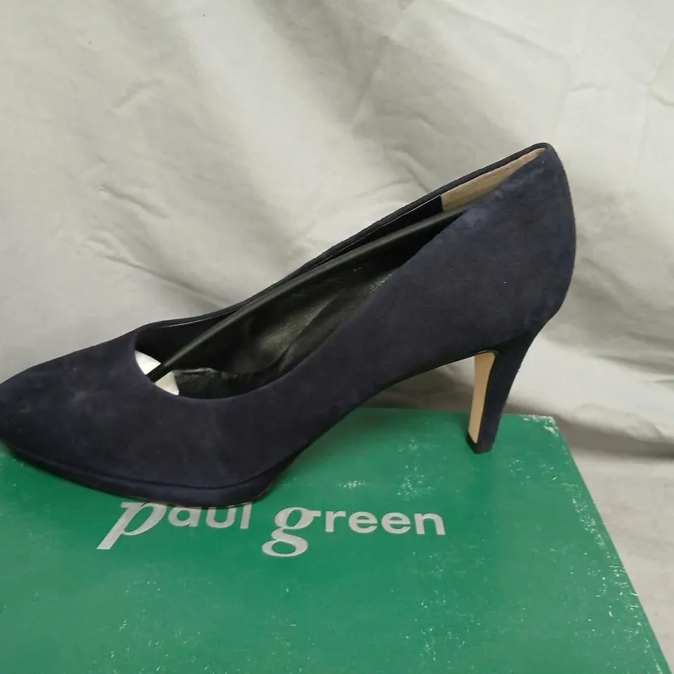 PAUL GREEN NAVY SUEDE HIGH HEEL COURT SHOES – UK 7