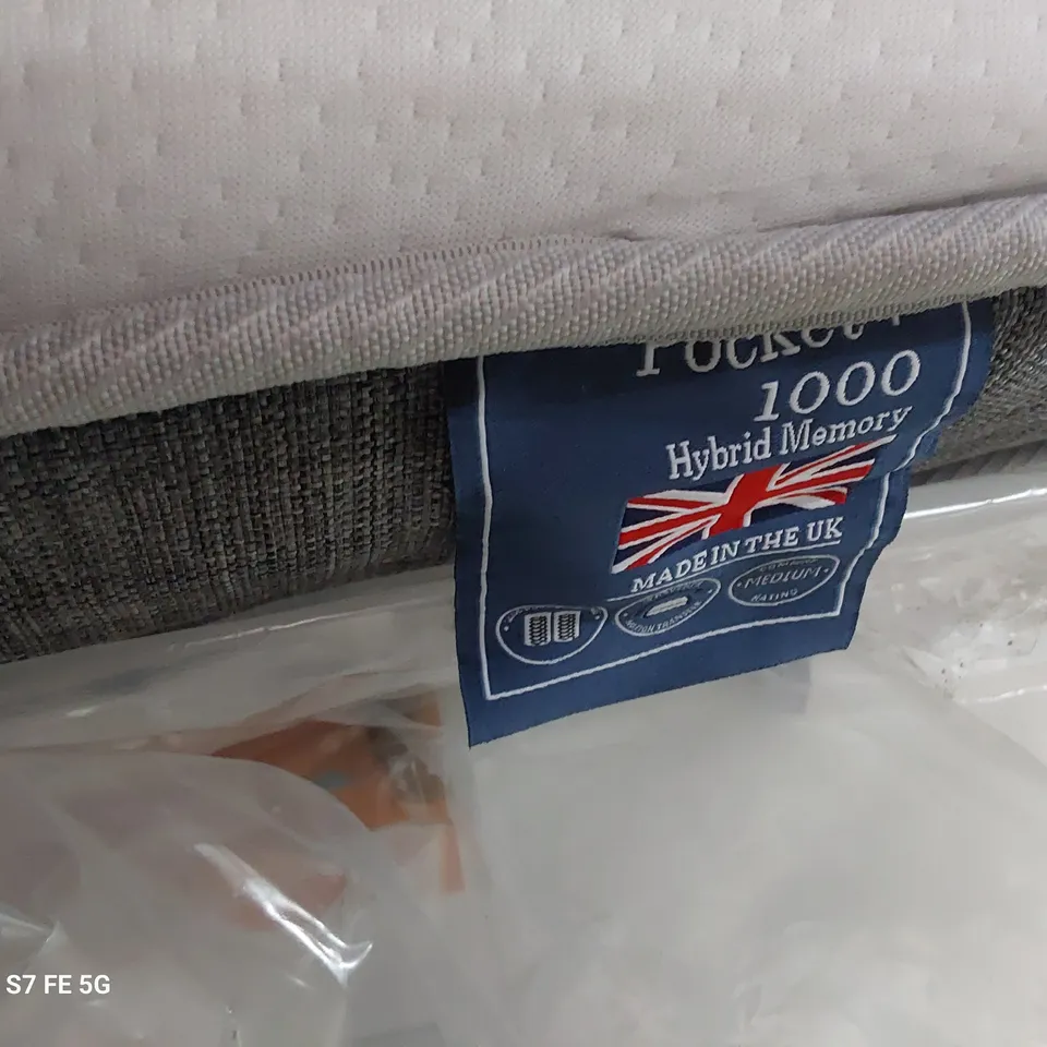 QUALITY BAGGED 3' SINGLE 1000 POCKET HYBRID MEMORY MATTRESS 